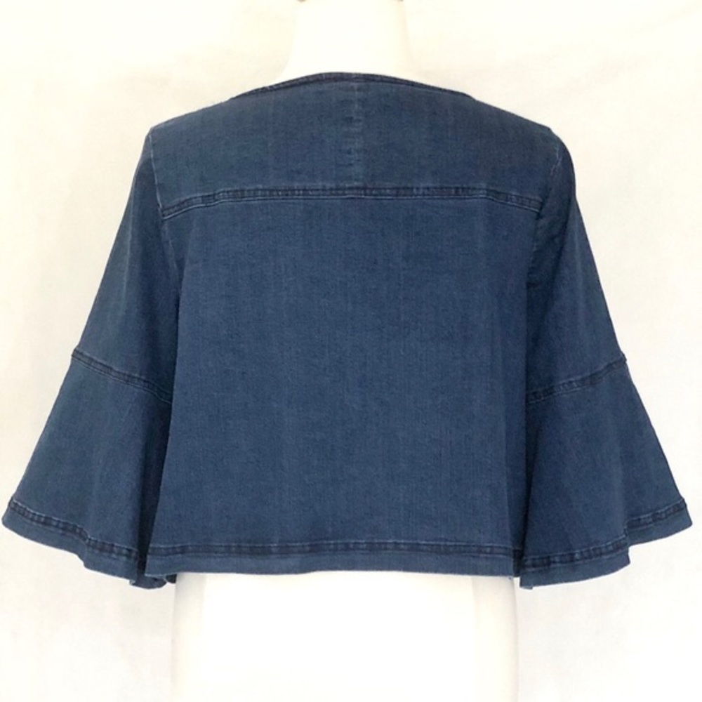 Eloquii Flare Sleeve Dark Indigo Denim Top - Picture 5 of 8